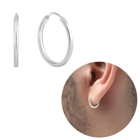 Brinco De Prata 925 Legitima Masculino 10mm Argola Fechada - comprar online