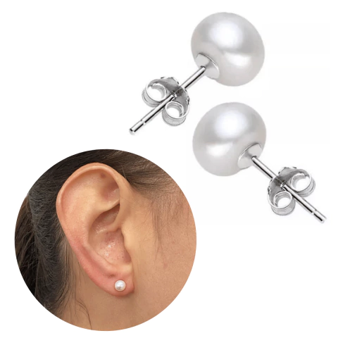 Brinco Pérola Natural de Água doce Prata Legítima delicado