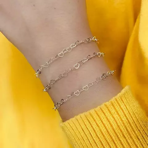 Pulseira elo coração banhada em ouro 18k