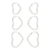 Kit trio brincos coração fio p/m/g prata legitima 925 3 furos - comprar online
