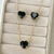 Conjunto Kit Colar Brinco Coração de Cristal 10mm Preto banhado a Ouro 18k na internet