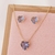 Conjunto de coração de cristal 10mm Lilás banhado a ouro 18k na internet