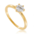 Anel solitário alto noivado 4mm banhado a ouro 18k zircônia - comprar online