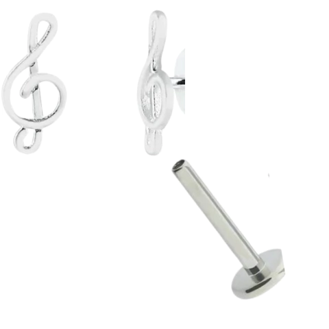 PIERCING TRAGUS DAITH CLAVE DE SOL MUSICA PRATA LEGÍTIMA 925