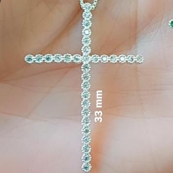 Pingente cruz cravejada com zircônias 2,5x1,5 cm prata 925