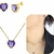 Conjunto de coração de cristal 10mm Lilás banhado a ouro 18k