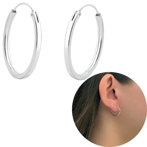Brinco argola 15mm Prata 925