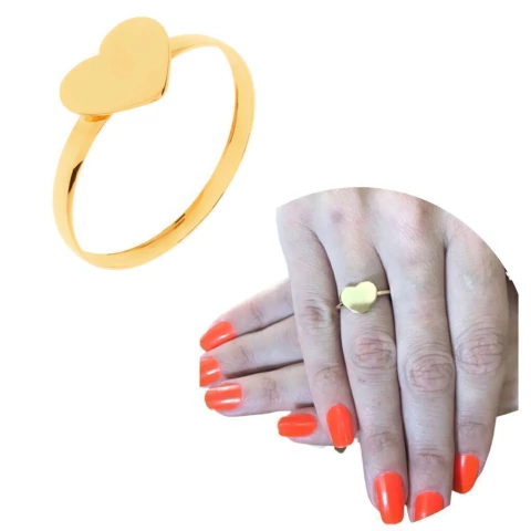 Anel de Coração Chapado banhado a ouro 18k