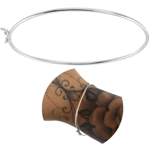 Bracelete Aro rígido meia cana 3mm Prata legítima 925