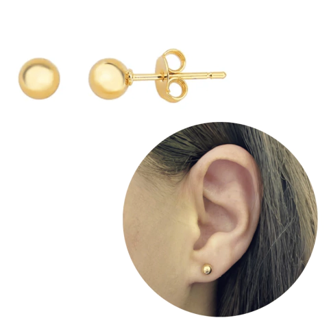 Brinco Ouro 18k Anti Alérgico Bolinha 4mm Garantia banhado