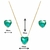 Imagem do Conjunto coração de cristal 10mm verde água banhado em ouro 18k