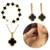 Conjunto Trevo Ouro 18k Preto Modelo Virginia Banhado Moda
