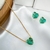 Conjunto coração de cristal 10mm verde água banhado em ouro 18k - comprar online