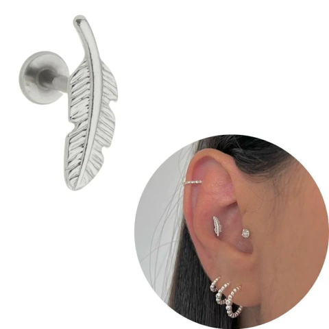 PIERCING HELIX DAITH TRAGUS PENA PRATA LEGÍTIMA 925