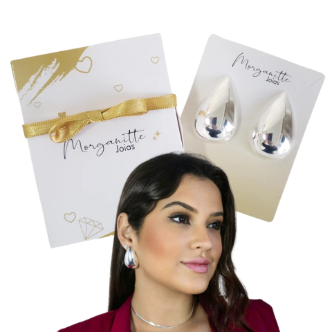 Brinco Gota grande Banhado a Prata 925 antialérgico estiloso