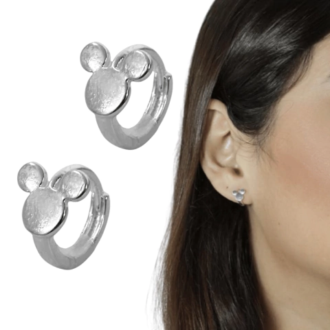 Brinco de Prata Mickey banhado Argolinha Mickey pequena fofo