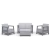 Conjunto de Poltronas 4 Lugares Scandi Linea Cinza Keter
