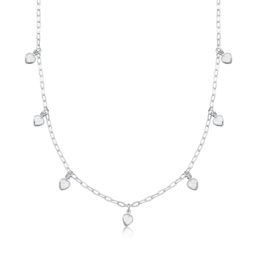 Choker Corações Cristal Prata 925