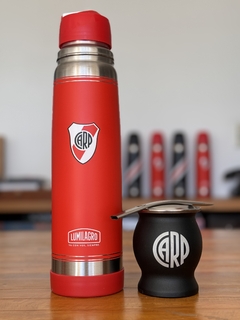 Combo 5: Termo acero Inoxidable River Plate + Mate Carp + Bombilla