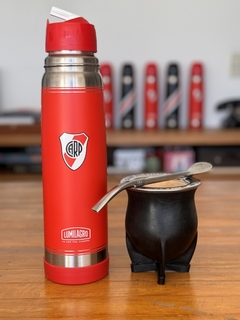 Combo 9: Termo acero Inoxidable River Plate + Mate Premium + Bombilla Picoloro