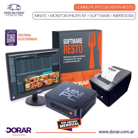 Combo Punto de venta RESTO + MINI PC + Comandera