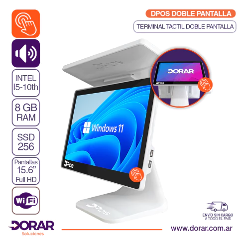POS All in one Doble pantalla intel Core i5/SSD256/8GB 15,6"+15,6"