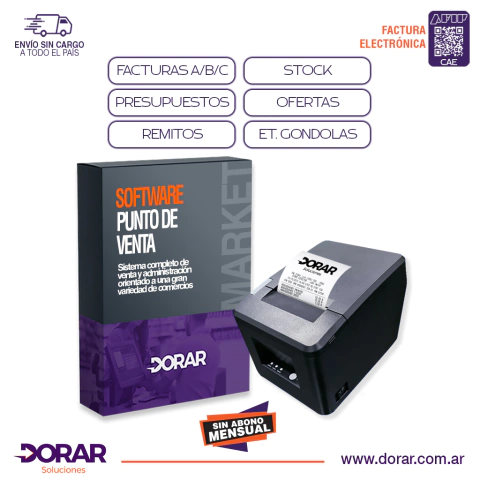 Software + Impresora térmica + Factura Electrónica + Stock + Envío