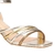 SANDÁLIA SALTO BLOCO TIRAS METALCOLOR DOURADO - loja online