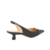 SCARPIN SLINGBACK DE SALTO BAIXO EM COURO PRETO COM ENFEITE METÁLICO