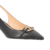 SCARPIN SLINGBACK DE SALTO BAIXO EM COURO PRETO COM ENFEITE METÁLICO - loja online