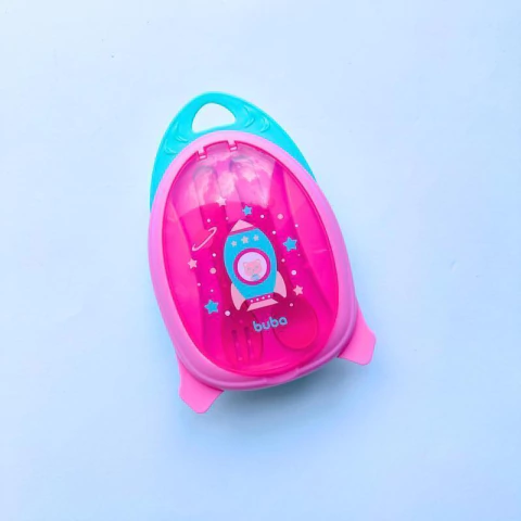 KIT REFEICAO COM TALHER FOGUETE ROSA