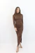 VESTIDO DRAPEADO MARROM GOLA ALTA - comprar online