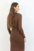 VESTIDO DRAPEADO MARROM GOLA ALTA - TYLI STORE
