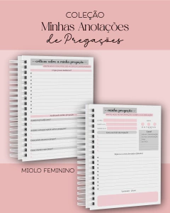 CADERNO PREGAÇÃO - FORTE E CORAJOSA - Bibi Mimos Personalizados