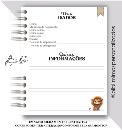 CADERNETA VACINAÇÃO - LEÃOZINHO - Bibi Mimos Personalizados