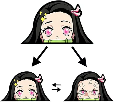 Nezuko se enoja, mitad de cara - Demon Slayer (Sticker 3D)
