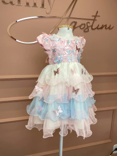 Vestido babado tule borboletas - Tam 3 - Danny Agostini