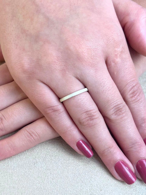 Aliança Quadrada Diamantada Prata 950 2mm