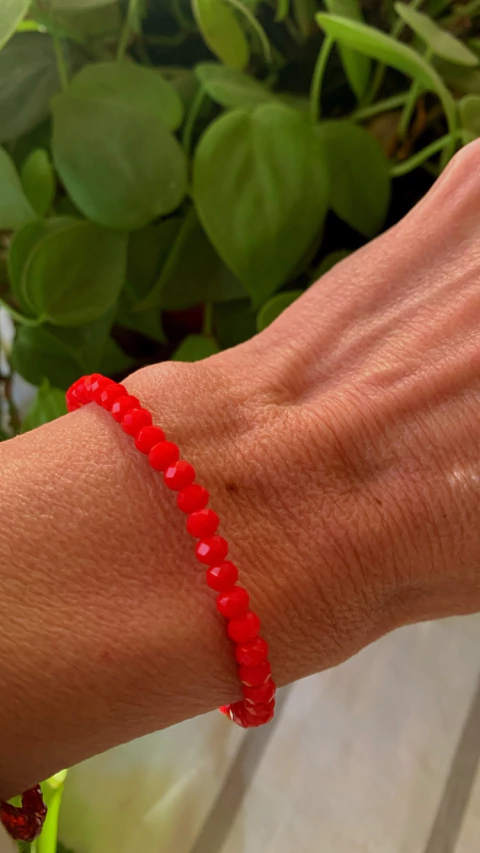 Pulsera Cristales Roja Plata 925