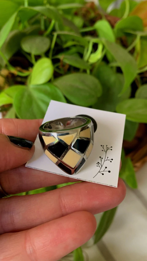 Anillo Rombos Esmaltado 18 mm AC