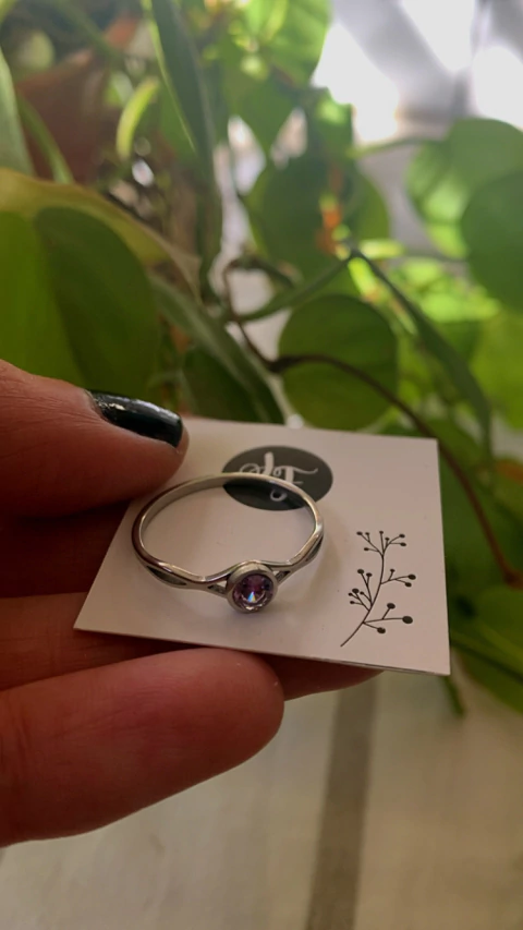 Anillo Piedra Lila 19mm AC