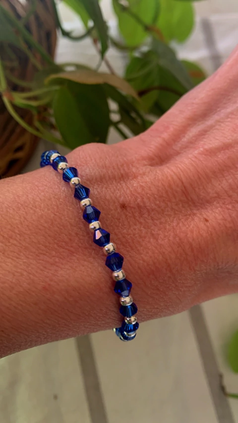 Pulsera Cristales Azul Y Bolitas AB