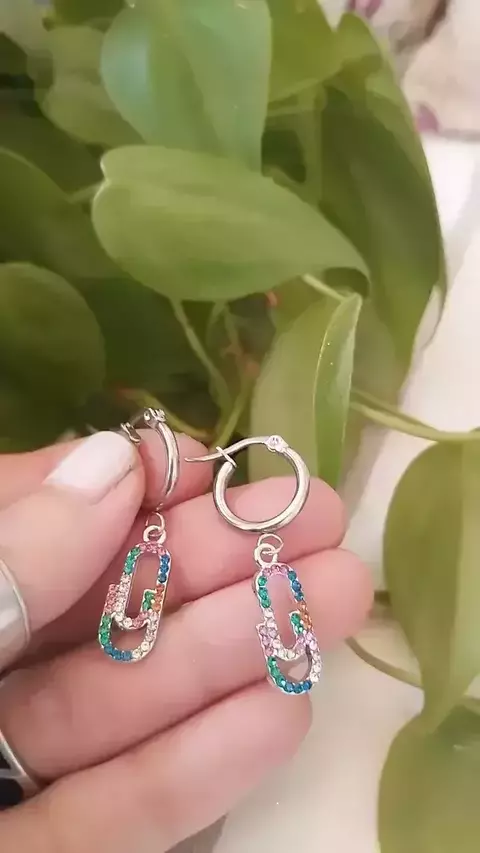 Argolla Dije Clip Strass Multicolor