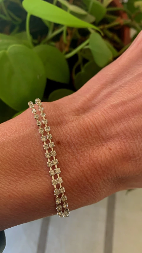 Pulsera Combinada Doble Fila Strass AB