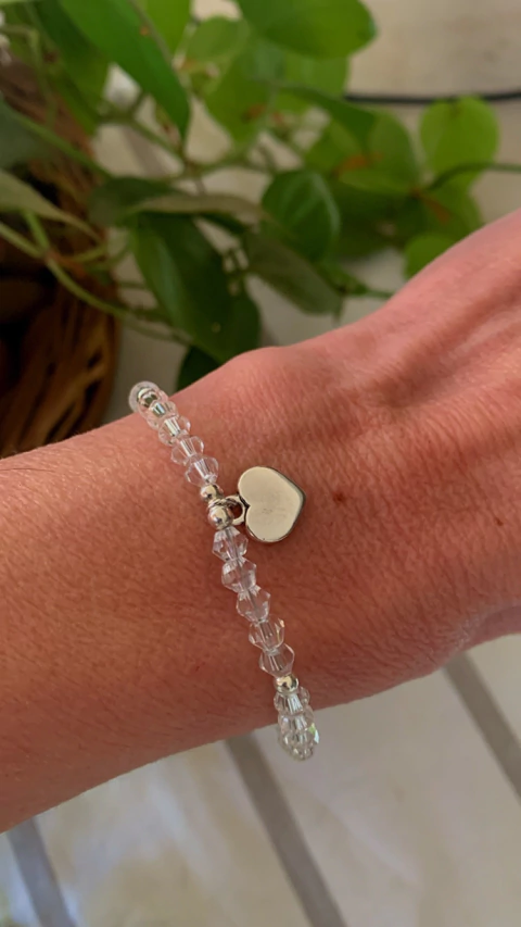 Pulsera Cristal y dije Corazon