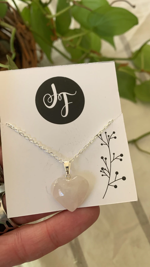 Conjunto Corazón Cuarzo Rosa AB