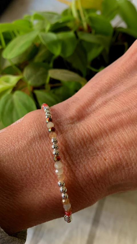 Pulsera Bolitas y Cristales Multicolor M1