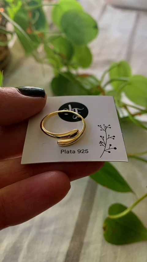 Anillo Bombe Ajustable Baño oro