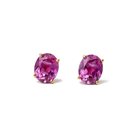 Brinco Safira Pink Oval 3.48 cts pino em Ouro 10K - comprar online