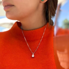Colar Solitário Pear 2.0 ct ouro 14k na internet